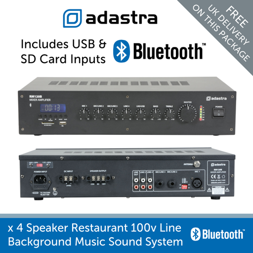 Adastra RM120B mixer amp front and back view