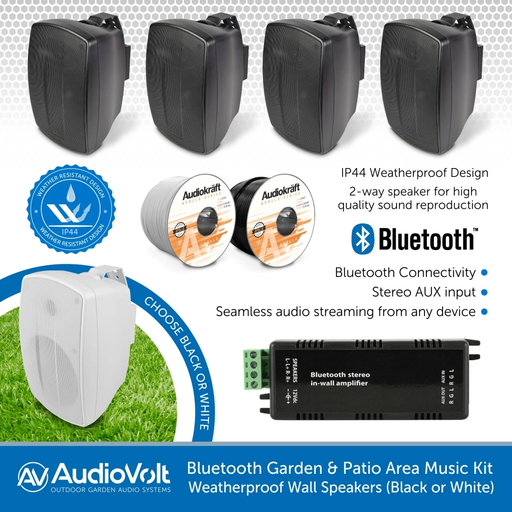 Audio Volt, Garden & Patio Music Kit + Bluetooth Wireless Streaming