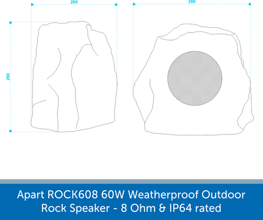 Showing the size of a Apart ROCK608 