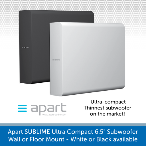 Apart Audio SUBLIME-W & SUBLIME-BL Ultra Compact 6.5" Passive Subwoofer Wall/Floor Mount - White or Black