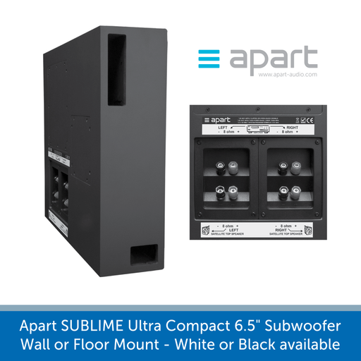 Side view of a Apart Audio SUBLIME-W & SUBLIME-BL Ultra Compact 6.5" Passive Subwoofer Wall/Floor Mount - White or Black