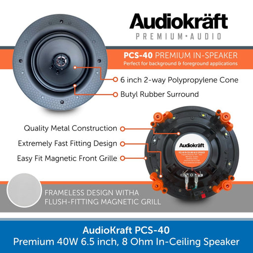 KB Sound Bluetooth Bathroom Ceiling Speaker System with In-Wall Amplifier