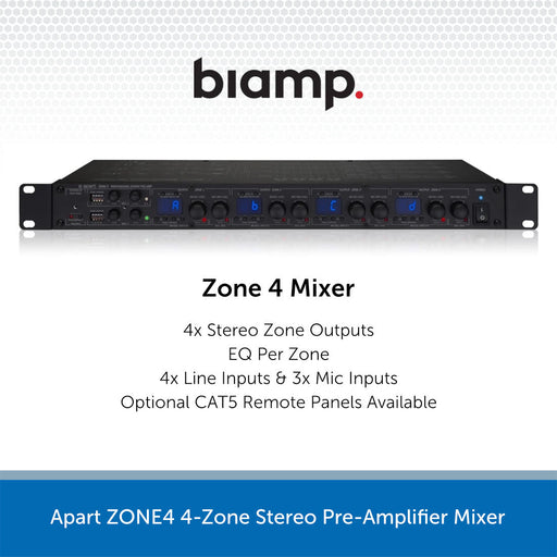 Apart ZONE4 4-Zone Stereo Pre-Amplifier Mixer