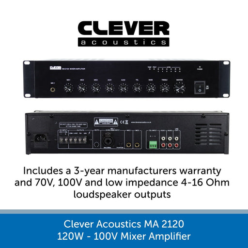 Clever Acoustics MA 2120 120W 100V Mixer Amplifier