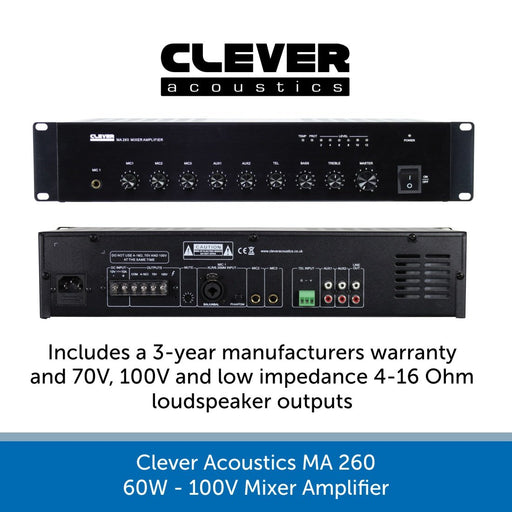 Clever Acoustics MA 260 60W 100V Mixer Amplifier