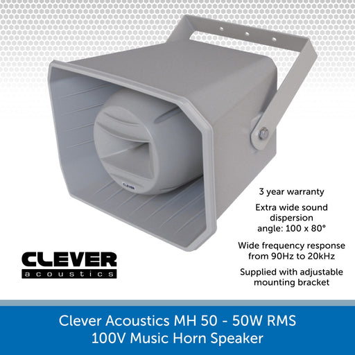 Clever Acoustics MH 50 50W 100V Music Horn Speaker