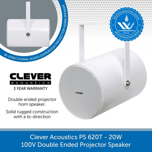 Clever Acoustics PS 620T 20W 100V Double Ended Projector Speaker