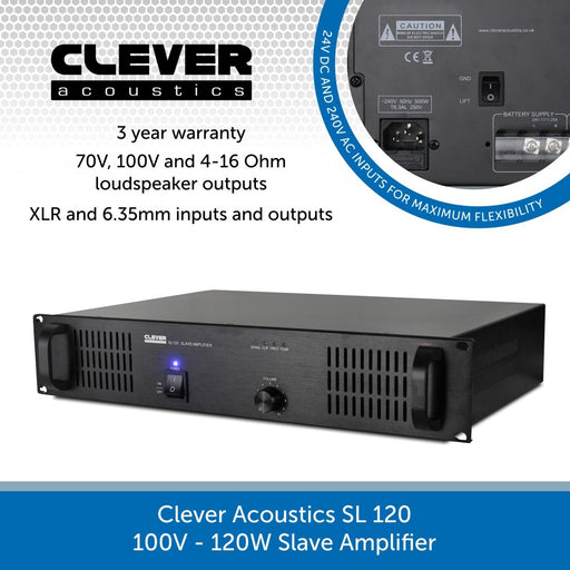 Clever Acoustics SL 120 100V 120W Slave Amplifier