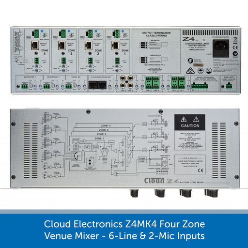 Cloud Electronics Z4MK4 - Four Zone Venue Mixer, 6-Line & 2-Mic Inputs