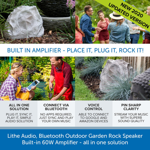Lithe Audio, Garden Rock Speaker - Bluetooth & Built-in 60W Amplifier