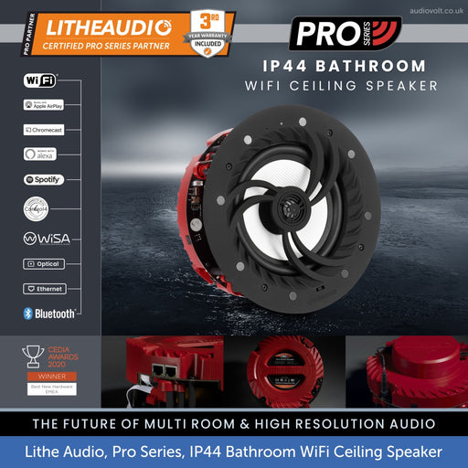 Lithe Audio, PRO Series, IP44 Bathroom - WiFi & Bluetooth Ceiling Speaker