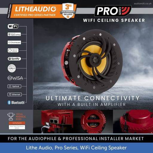 Lithe Audio 2.1 Wireless Ceiling Speaker & Subwoofer with WiFi & Bluetooth