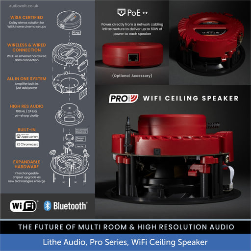 Lithe Audio, PRO Series, Ultimate Connectivity - WiFi & Bluetooth Ceiling Speaker
