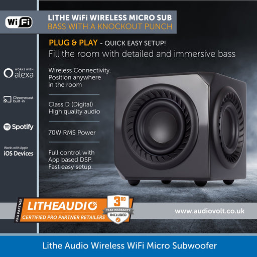 Lithe Audio Micro Subwoofer - Wireless WiFi Sub with a plug & play easy setup