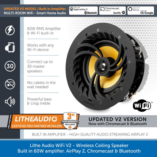 Lithe Audio WiFi V2 Multi Room Ceiling Speaker