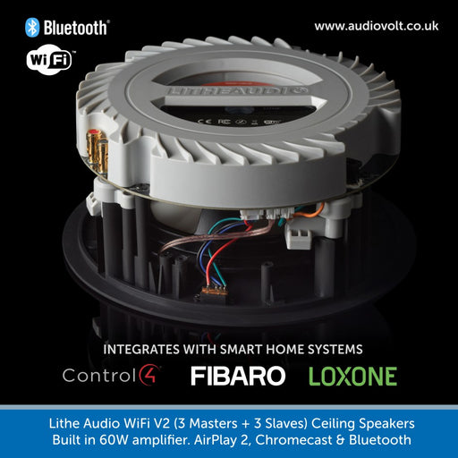 Lithe Audio WiFi V2 Multi Room Ceiling Speakers 3 Masters and 3 Slaves