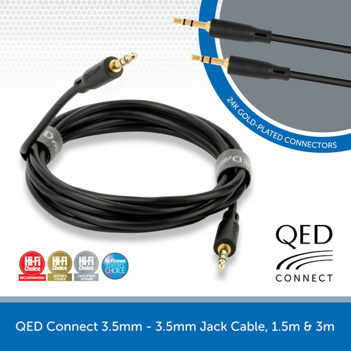 QED Connect 3.5mm Jack - 3.5mm Jack Cable, 1.5m & 3m