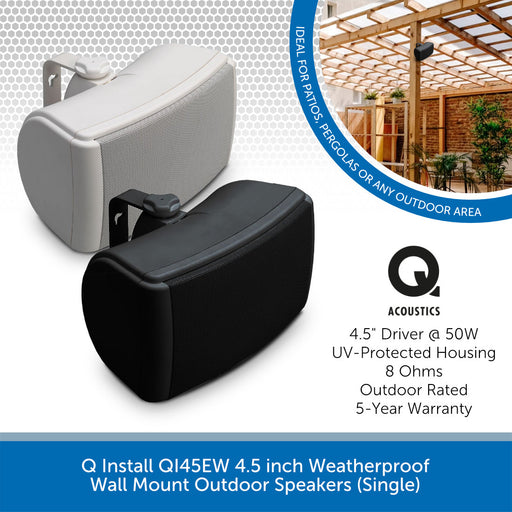 Q Install QI45EW 4.5 inch Weatherproof Wall Mount Outdoor Speakers (Single)