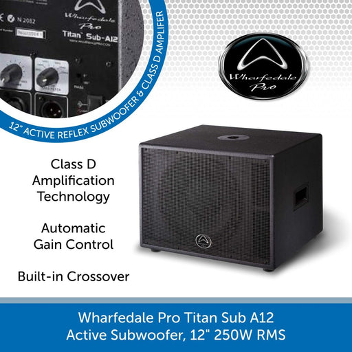 Wharfedale Pro Titan Sub A12 Active Subwoofer, 12" 250W RMS